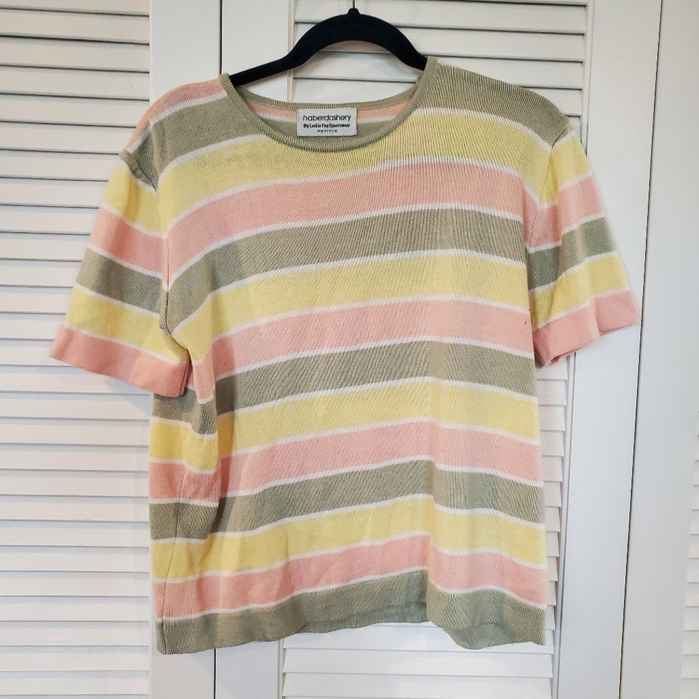 Pastel knit striped Haberdashery by Leslie Fay Sportswear fits medium
